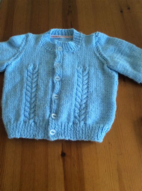 Hand Knit Baby Boys Cable Knit Cardigan Sweater Age 6 12 Months Made