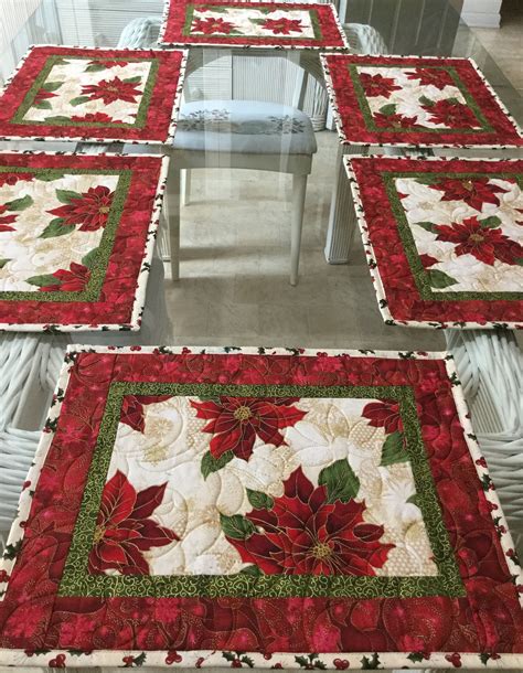 Christmas Placemats Quilted Placemats Poinsettia Placemats Sold In
