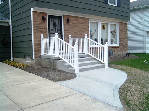 Concrete is one of the most popularly used construction material which is versatile and comes we are a team of local concrete contractors that holds expertise in installing decorative stamped concrete driveways and walkways, patios, steps. concrete walkway and steps to front door | Concrete front ...