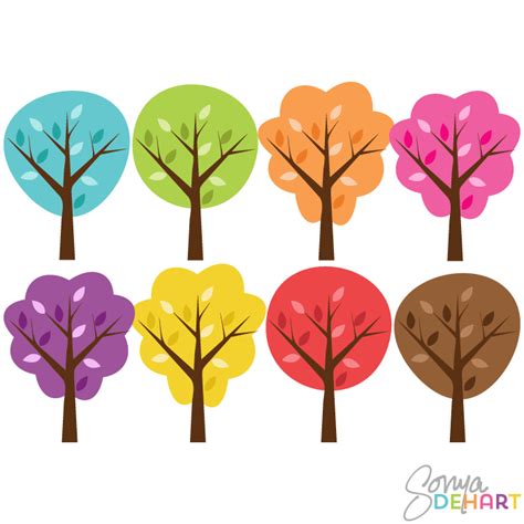 Vector Clip Art Colorful Trees