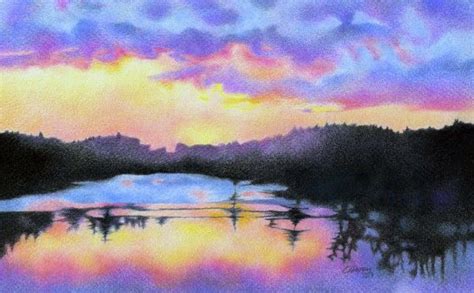 colored pencil sunset | Landscape drawings, Colorful landscape, Color pencil art