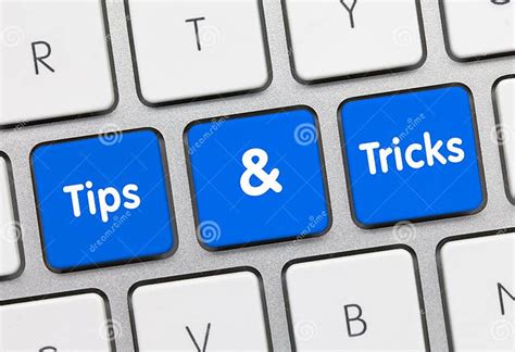Tips And Tricks Inscription On Blue Keyboard Key Stock Image Image Of