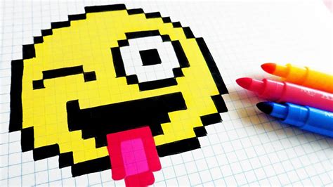 Facile materiel dans la description. Handmade Pixel Art - How To Draw Emoji #pixelart - YouTube