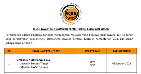 Jabatan / agensi di bawah kementerian yang terlibat dengan psh. Permohonan Jawatan Kosong di Kementerian Belia dan Sukan ...
