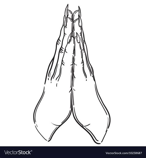 Line Drawing Of Praying Hands Royalty Free Vector Image