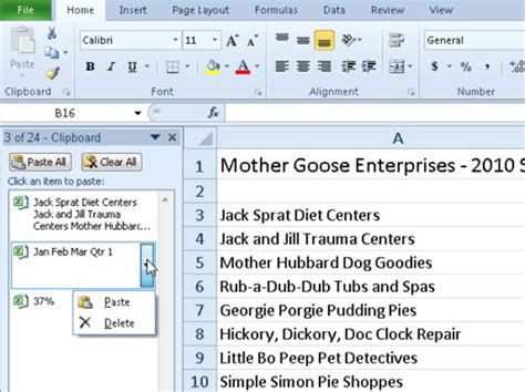 How To Use The Clipboard Task Pane In Excel 2010 Dummies