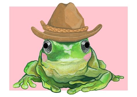 Cowboy Frog Frog Painting Frog In Hat Cute Frog Frog Art Etsy In 2021