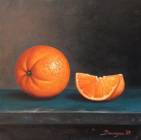 Still Life Orange 25x25cm Oil On Canvas Fra Artfinder