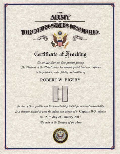 Officers Frocking Certificate
