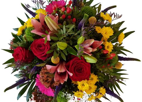 Versandkostenfrei blumenstraußsonnenlicht + kostenlose glückwunschkarte. Ein frischer und bunter Blumenstrauß mit Roten Rosen und ...