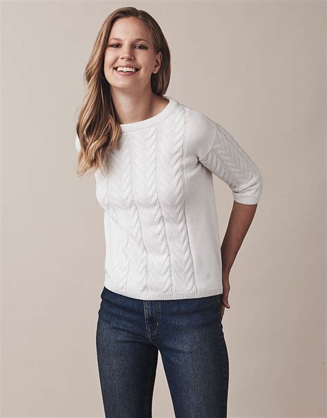 women s hayling cable jumper from crew clothing company