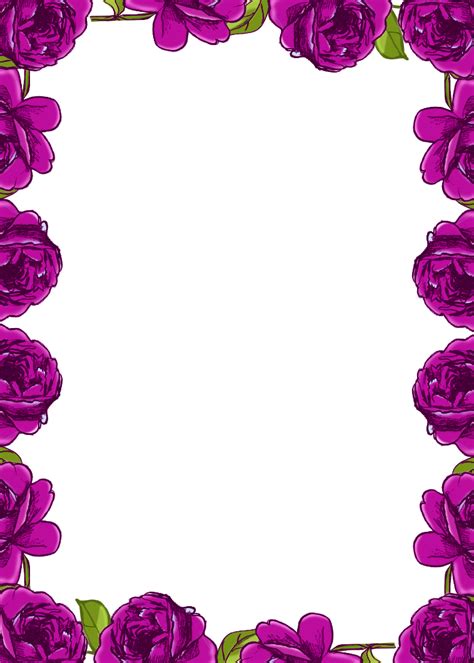 The free downloads include a watermark. Free digital purple rose frame and border in vintage ...