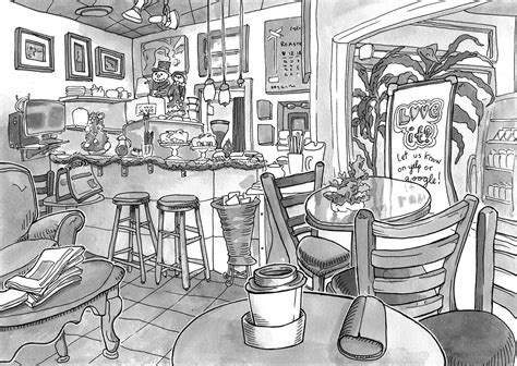 Coffee Shop Drawing At Explore Collection Of