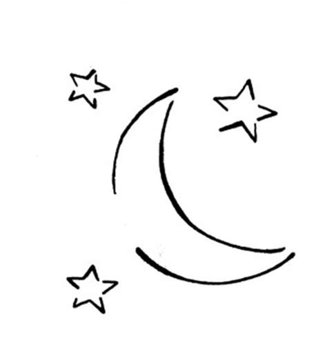 Moon And Three Stars Coloring Page : Coloring Sky