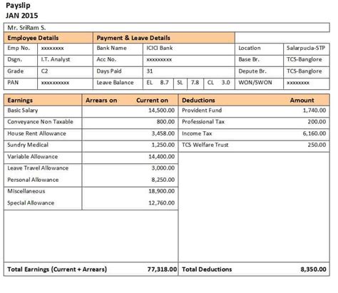 10 Payslip Formats Word And Excel Free Sample Templates