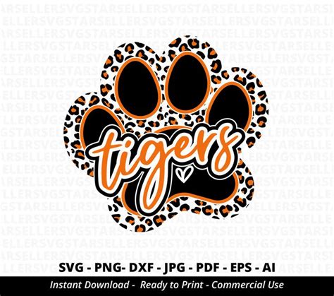 Tigers Paw Svg Png Tigers Svg Leopard Tigers Paw Svg Tigers Cheer Svg