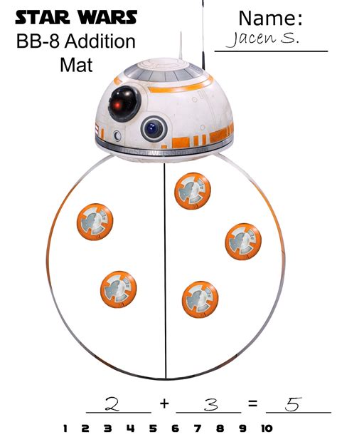 Bb 8 Math Addition Mat Star Wars Free Printable The Star Wars Mom