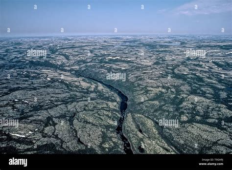 Aerial View Of The Canadian Shield Caniapiscau Quebec Canada Stock