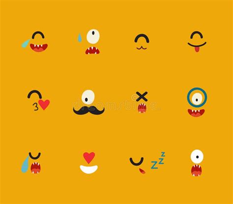Los Emoticons Vector El Sistema Iconos De Emoji Ejemplo Amarillo Del