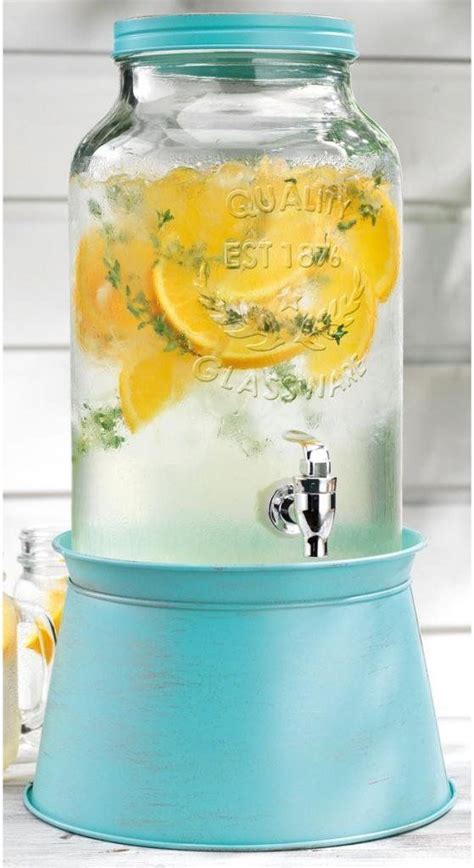 For best care hand wash only with soapy water. Durable Glass Beverage Dispenser with Spigot and Stand 1.5 ...
