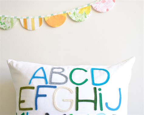 Modern Abc Alphabet Pillow Linen And Felt By Pillow Etsy