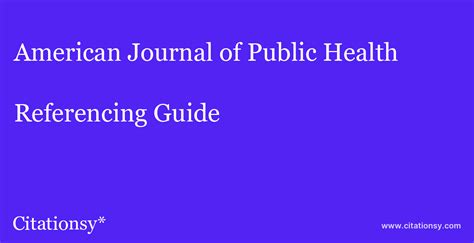 American Journal Of Public Health Referencing Guide · American Journal
