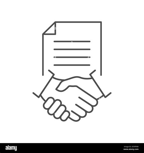 Contract Line Icon Business Handshake Teamwork Linear Concept