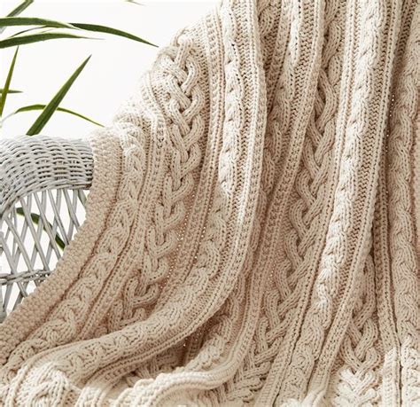 Braided Cables Knit Throw Knitting Patterns Free Blanket Blanket