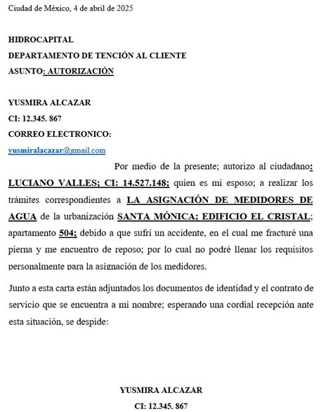 Carta De Autorización Para Tramites Mayhm001