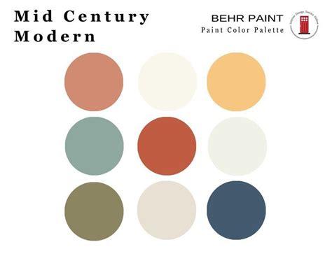 Mid Century Modern Behr Paint Palette House Color Palette Etsy