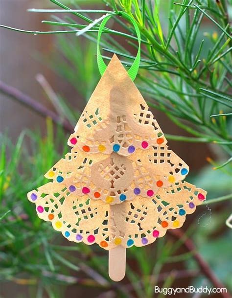 Easy And Adorable Paper Doily Christmas Tree Ornament For Kids To Make