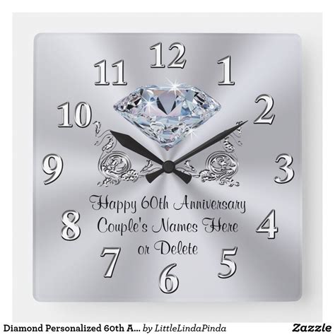Diamond Personalized Th Anniversary Gifts Clock Zazzle Th