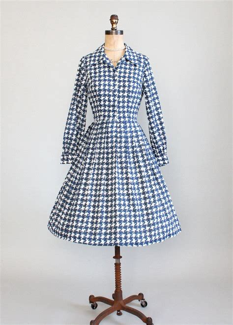 Vintage Early 1960s Houndstooth Shirtwaist Dress Raleigh Vintage