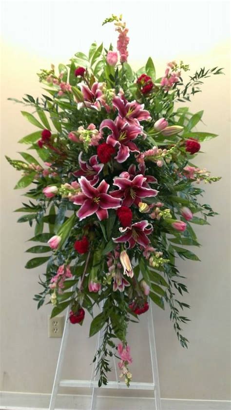 Pink Rose And Lily Sympathy Arrangement By Echelon Florist Basket