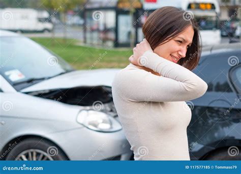 Injured Girl After Car Accident In The Street Stock Image Image Of Insurance License 117577185