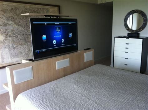 Dolby atmos setup & surround sound | speaker code explained 5.1.2, 5.1.4, 7.1.4. 46" TV in custom lift at the foot of a king size bed with ...