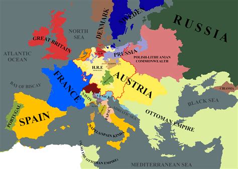 Map Of Europe Just Before The Seven Years War Revised Maps