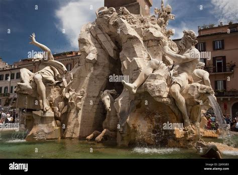 Fountain Of The Four Rivers By Bernini In Piazza Navona Rome Stock Photo Alamy