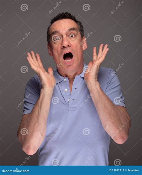 Man Pulling Face Screaming In Shock Stock Photo Image 23972318
