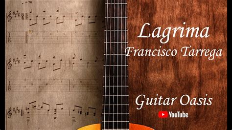 lagrima francisco tarrega solo guitar tab youtube
