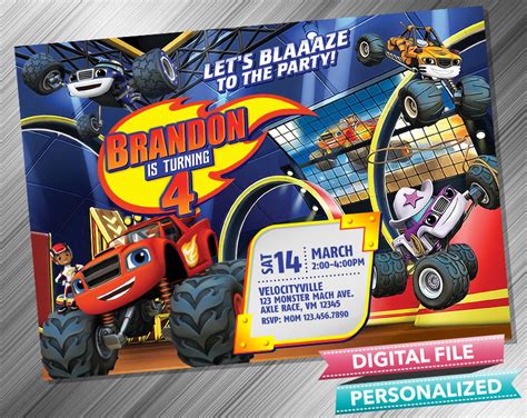 Blaze and the Monster Machines Birthday Invitation