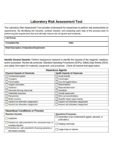 Laboratory Risk Assessment 10 Examples Format Pdf Exa