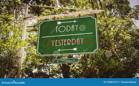 Wall Sign Today Versus Yesterday Stock Image Image Of Change