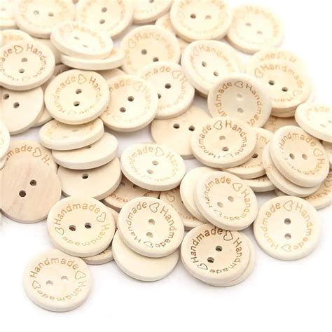 100pcsbag Wood Buttons Handmade Button Buttons Diy Craft 2 Holes