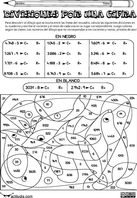 Dividir Por Una Cifra Y Colorear Para Imprimir