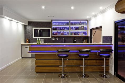 This serving bar can be done with adding a big window in your kitchen, which need to have the opportunity to open wide, so that the space that separates the kitchen and the exterior will be the serving bar. 30 Stylish Contemporary Home Bar Design Ideas - Interior Vogue