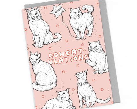 Cat Congratulations Card Pun New Job Etsy