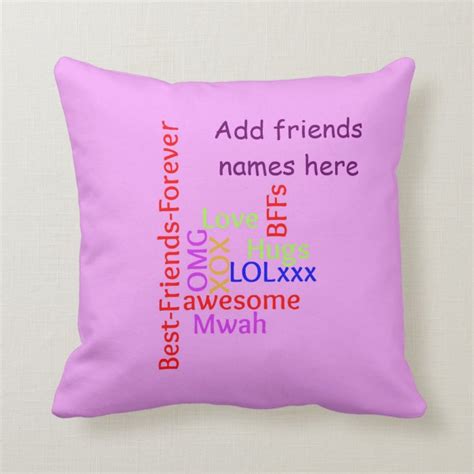 Add Names Bff Best Friends Forever Tagcloud Pillow Zazzle