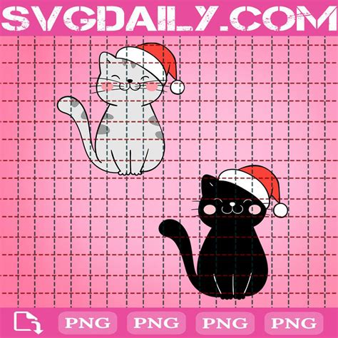 Christmas Black Cat And Gray Cat Clipart Cat With Fairy Light Png
