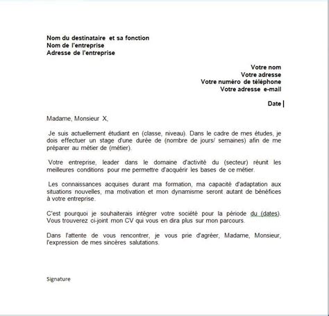 exemple de demande de stage  Lettre de motivation stage, Lettre de